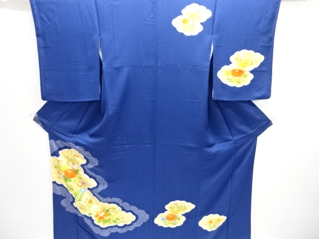 絞り雲取りに草花模様訪問着